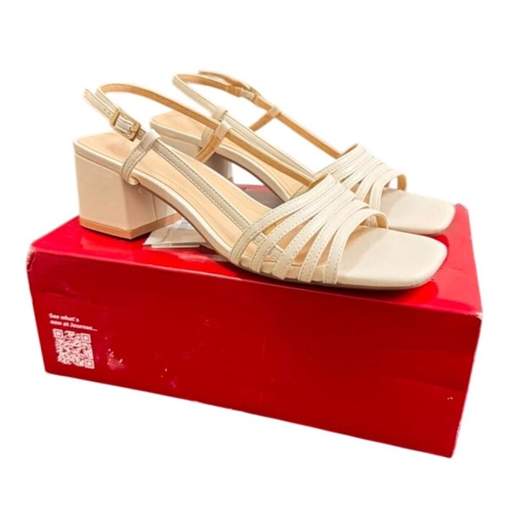 Journee Collection Womens Shayana Heeled Sandals, White 8M.